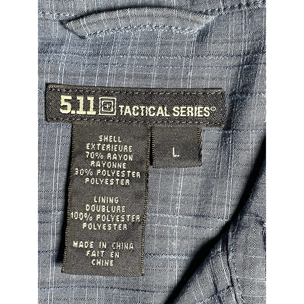 5.11 Tactical Shirt Mens Large Blue Short Sleeve Covert Casual Snap Vented 71170
